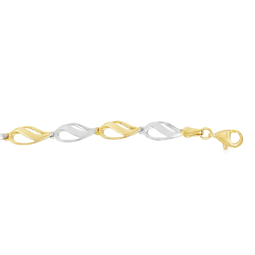 [GA0223] Bicolor gouden armband Fantasie Mat/Glans 6mm breed