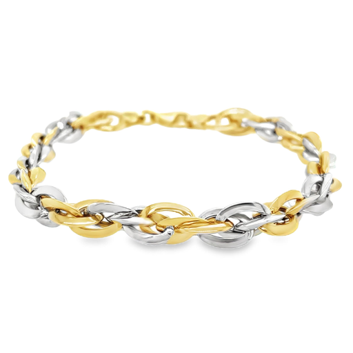 [GA0238] Bicolor gold bracelet twisted Fantasy 7mm wide