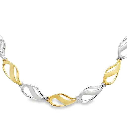 [GC0223] Bicolor gouden collier Fantasie Mat/Glans 6mm breed