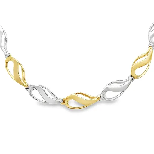 [GC0225] Bicolor gouden collier Fantasie 5,5mm breed