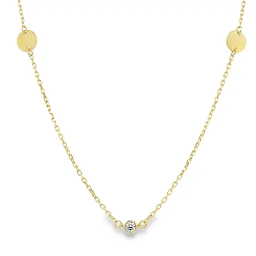 [GC0226] Yellow gold necklace Anchor link with Zirconia