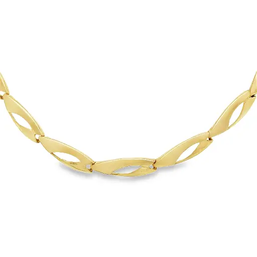 [GC0227] Geelgouden collier Fantasie Mat/Glans 4,7mm breed