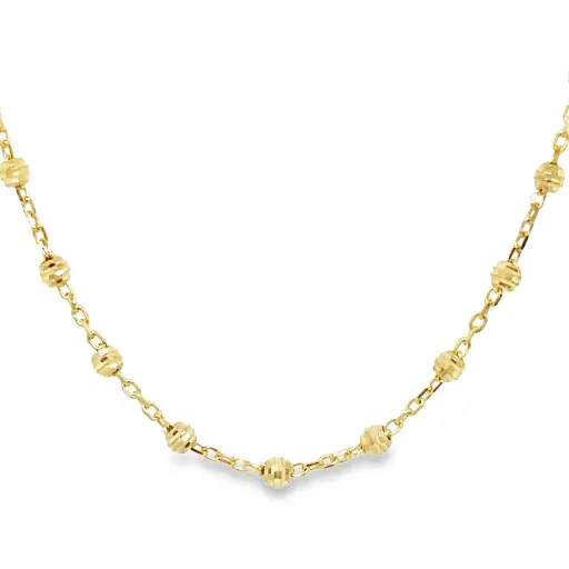 [GC0240] Geelgouden collier Ankerschakel met Bolletjes