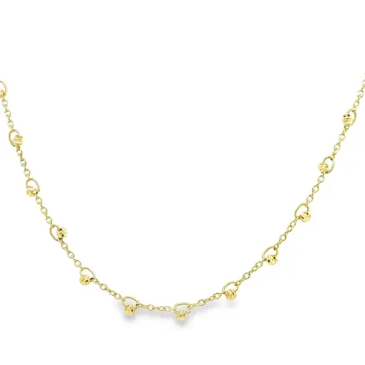 [GC0248] Geelgouden collier Ankerschakel met Bolletjes