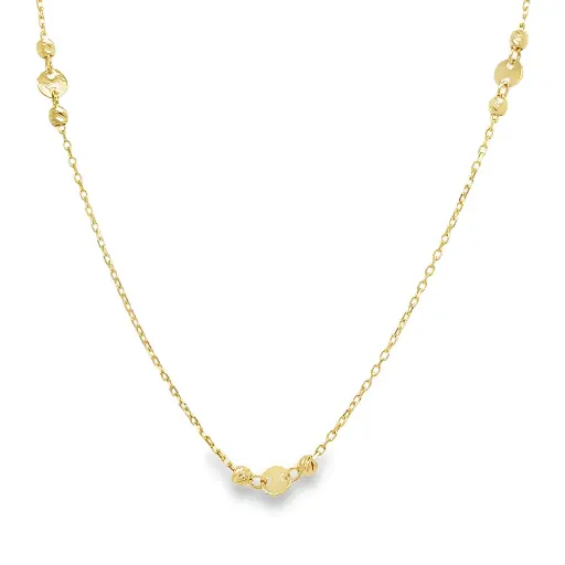 [GC0254] Geelgouden collier Ankerschakel met Bolletjes