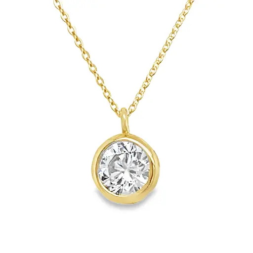 [GC0269] Geel gouden collier met zirkonia hanger