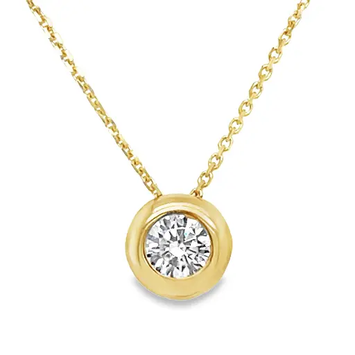 [GC0275] Yellow gold necklace with Zirconia stone pendant 45cm