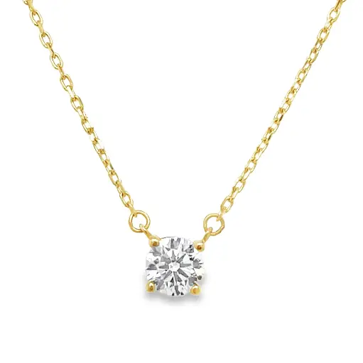 [GC0287] Geelgouden collier met Zirkonia steen hanger 42-45 cm