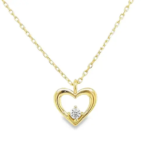 [GC0308] Yellow gold necklace with Heart pendant Zirconia stone