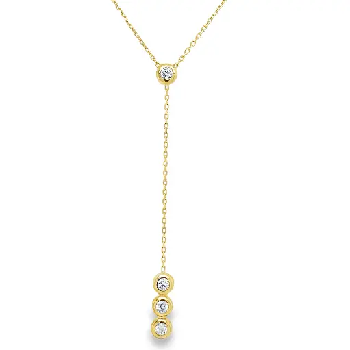 [GC0310] Geelgouden collier Fantasie met Zirkonia stenen