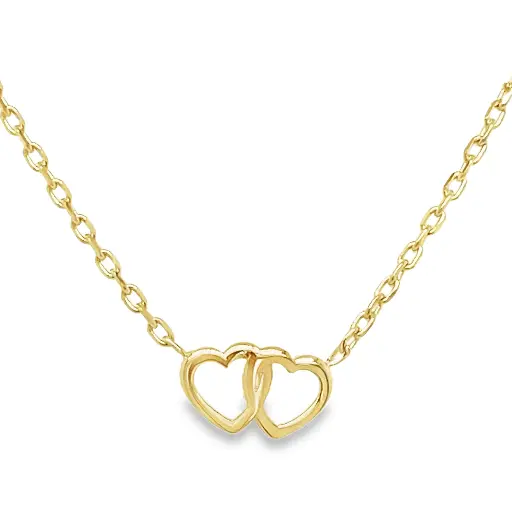 [GC0336] Geelgouden collier met Verbonden Hartjes