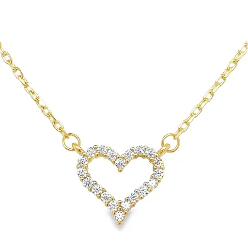 [GC0337] Yellow gold necklace with Zirconia Heart