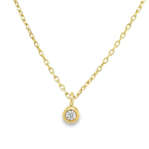 [GC0339] Yellow gold necklace with Zirconia pendant