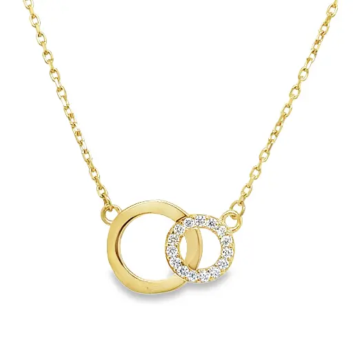 [GC0345] Geelgouden collier Fantasie met Zirkonia