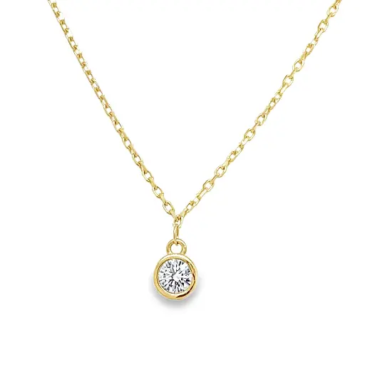 [GC0347] Yellow gold necklace with Zirconia pendant