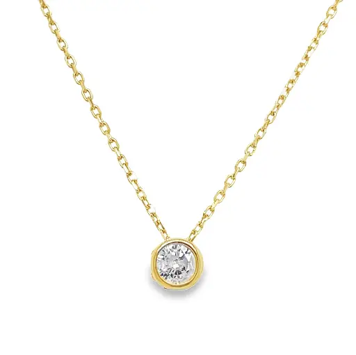 [GC0348] Geelgouden collier met Zirkonia hanger