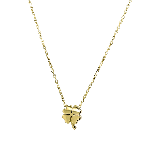 [GC0349] Geelgouden collier met Klaver hanger