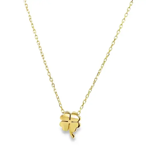 [GC0349] Geelgouden collier met Klaver hanger