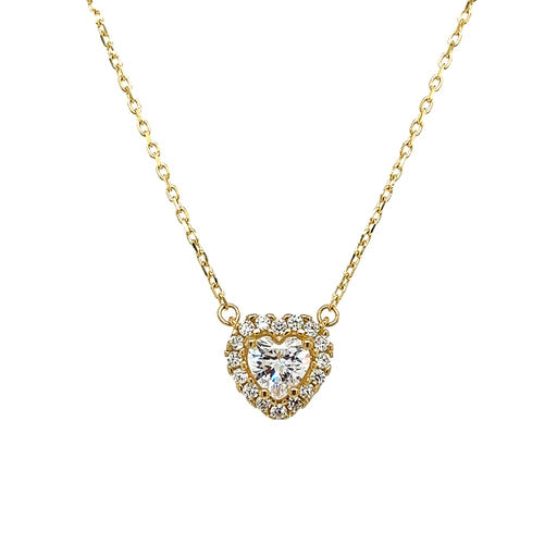 [GC0350] Geelgouden collier met Zirkonia Hart