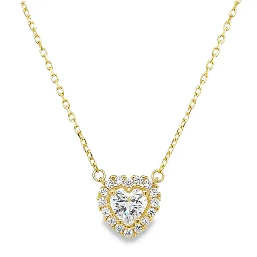 [GC0350] Yellow gold necklace with Zirconia Heart