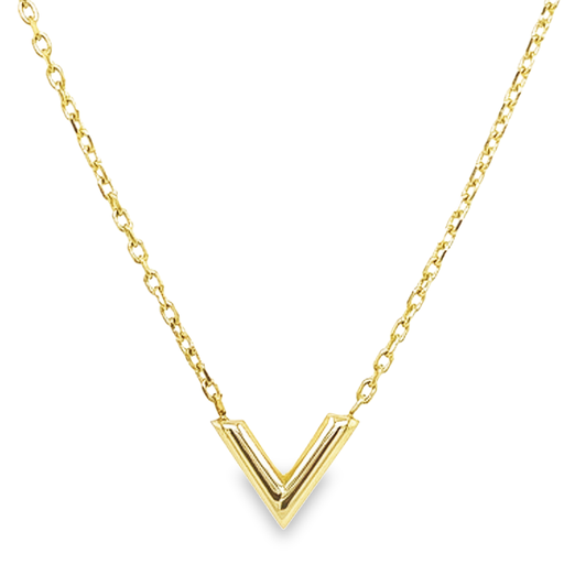 [GC0352] Geelgouden collier Ankerschakel met V hanger