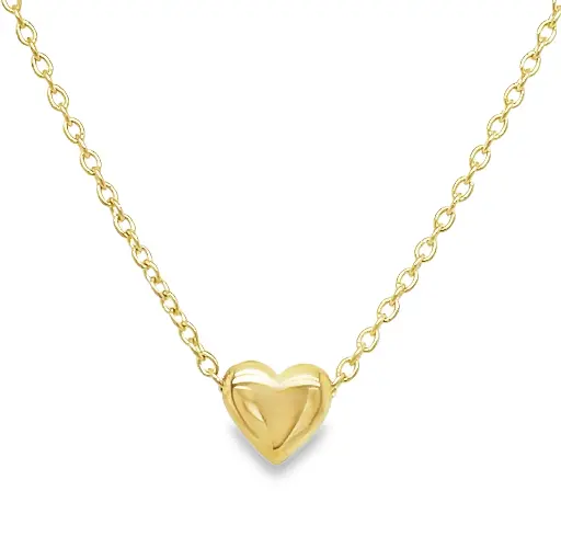 [GC0360] Yellow gold necklace anchor link with Heart