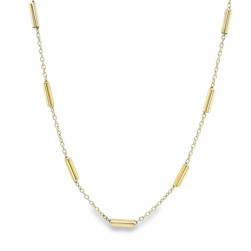 [GC0361] Geelgouden collier Fantasie met vaste Buisjes