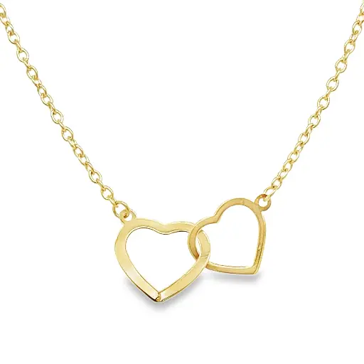 [GC0362] Geelgouden collier met verbonden hartjes