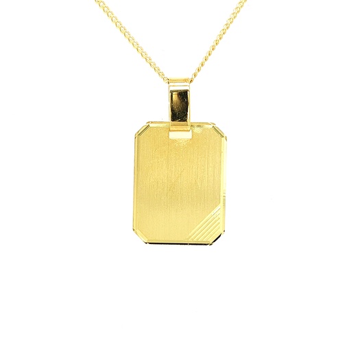 [GH0425] Geelgouden hanger Graveerplaatje Rechthoekig 13,4mm breed