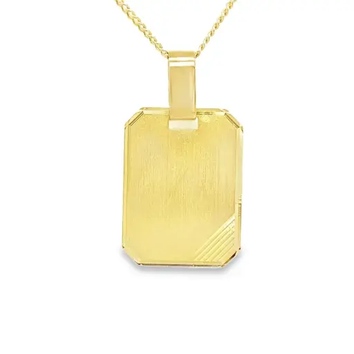 [GH0425] Yellow gold pendant Engraving plate Rectangular 13.4mm wide