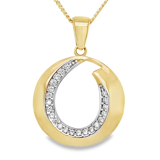 [GH0451] Yellow gold pendant Fantasy with Zirconia stones 17.8mm wide