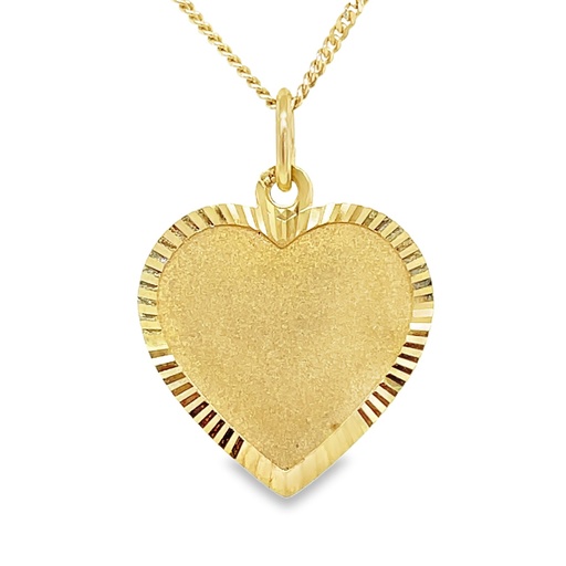 [GH0461] Yellow gold pendant Engraving plate Heart Matte/Fantasy 15.5mm wide