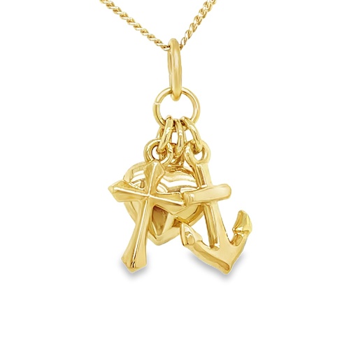 [GH0469] Geelgouden hanger Geloof, Hoop & Liefde Medium (maat)