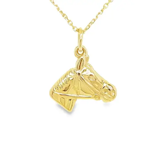 [GH0470] Yellow gold pendant Horse head 14mm wide