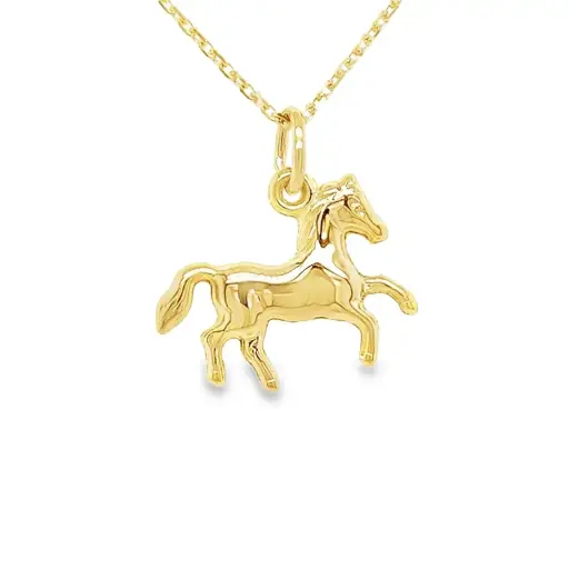 [GH0472] Geelgouden hanger Paard 14,6mm breed