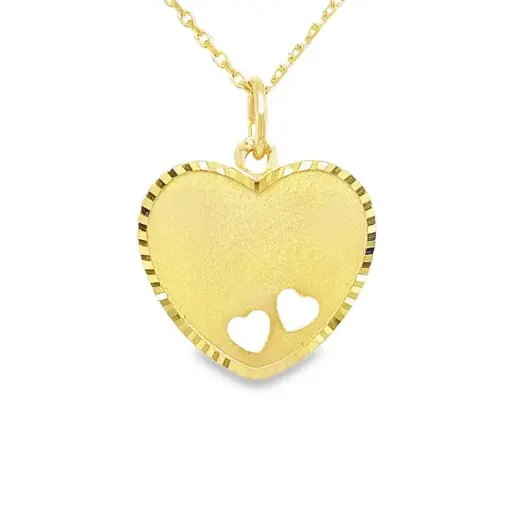 [GH0531] Yellow gold pendant Engraving plate Heart Matte/Fantasy 15.3mm wide