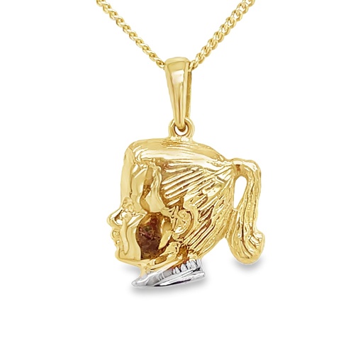[GH0539] Bicolor gouden hanger Kinderhoofd Meisje 12,3mm breed