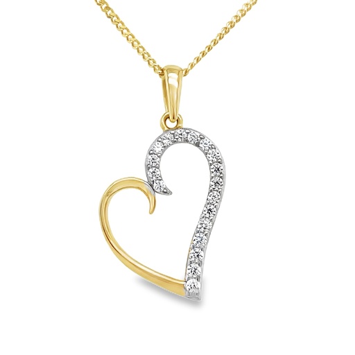 [GH0543] Geelgouden hanger Hart met Zirkonia stenen