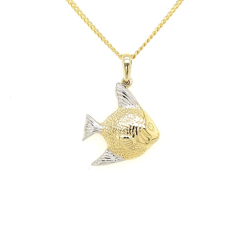 [GH0544] Bicolor gouden hanger Vis 14,6mm breed