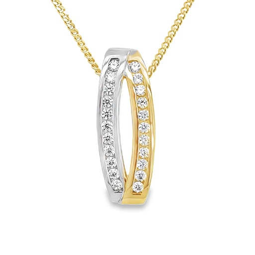 [GH0569] Bicolor gouden hanger Fantasie met Zirkonia stenen