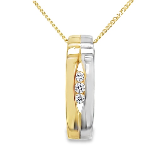 [GH0570] Bicolor gouden hanger Fantasie met Zirkonia stenen