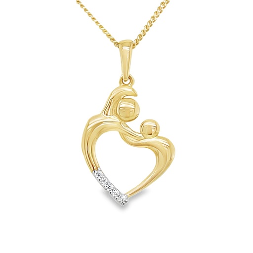 [GH0571] Yellow gold pendant Heart special with Zirconia stones