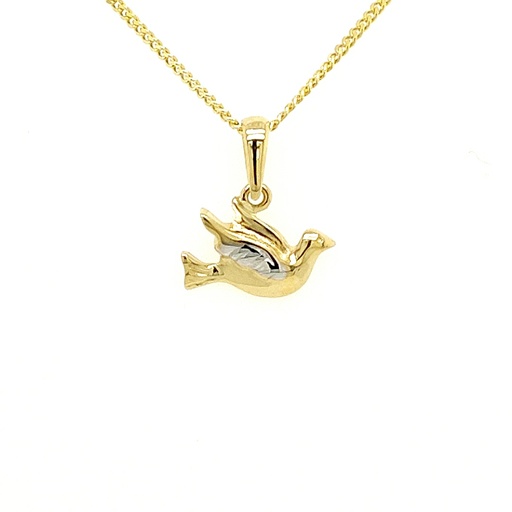 [GH0572] Bicolor gouden hanger vogel