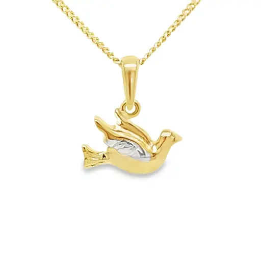 [GH0572] Bicolor gouden hanger vogel