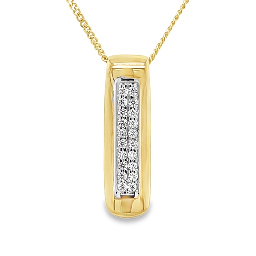 [GH0574] Yellow gold pendant with double row of Zirconia stones