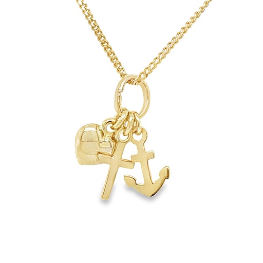 [GH0576] Yellow gold pendant Faith, Hope and Love
