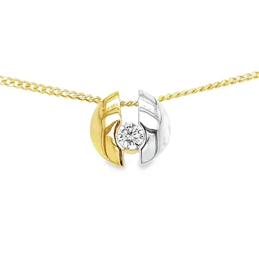 [GH0579] Bicolor gouden hanger Fantasie met Zirkonia steen
