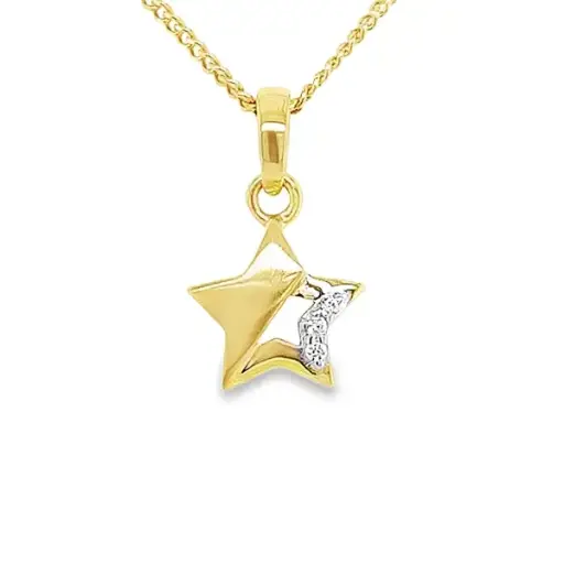[GH0581] Geelgouden hanger Ster met Zirkonia steentjes