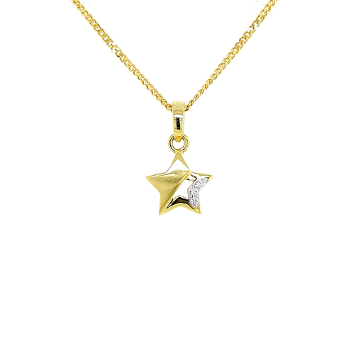 [GH0581] Geelgouden hanger Ster met Zirkonia steentjes