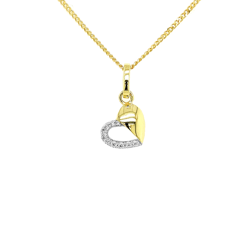 [GH0583] Geelgouden hanger Hart met Zirkonia steentjes